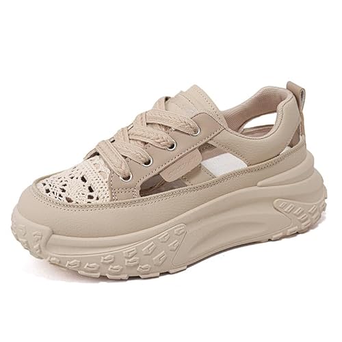 QIXUJAK Freizeitschuhe Barfußschuhe Straßenlaufschuhe Elegant Dirndl Schuhe rutschfest Walkingschuhe Turnschuhe Joggingschuhe Fitnessschuhe Straßenlaufschuhe Lightweight (Khaki,37) von QIXUJAK