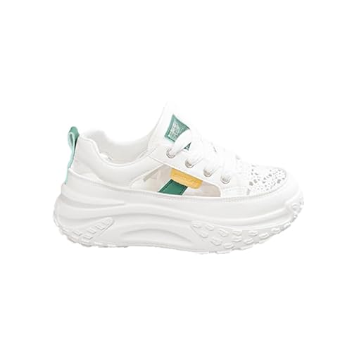 QIXUJAK Freizeitschuhe Barfußschuhe Straßenlaufschuhe Elegant Dirndl Schuhe rutschfest Walkingschuhe Turnschuhe Joggingschuhe Fitnessschuhe Straßenlaufschuhe Lightweight (Weiß grün,37) von QIXUJAK
