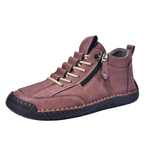 QIXUJAK Freizeitschuhe Herren Damen Walkingschuhe Mit Seitlichem ReißVerschluss | Bequeme Passform Slip On Wanderschuhe Trekkingschuhe FüR MäNner Damen |Joggingschuhe FüR Outdoor (Burgunderrot,41) von QIXUJAK