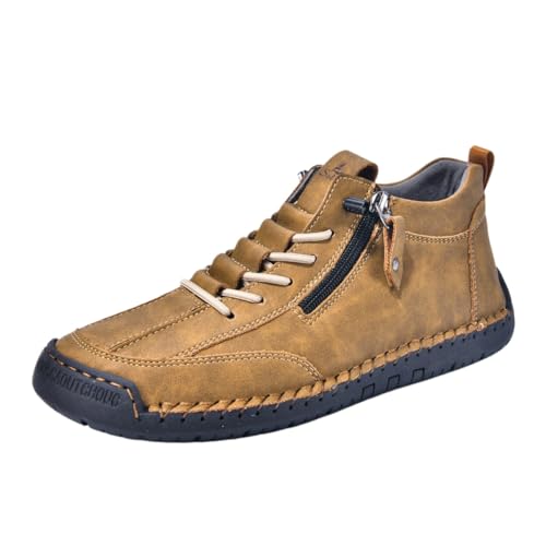 QIXUJAK Freizeitschuhe Herren Damen Walkingschuhe Mit Seitlichem ReißVerschluss | Bequeme Passform Slip On Wanderschuhe Trekkingschuhe FüR MäNner Damen |Joggingschuhe FüR Outdoor (Golden,46) von QIXUJAK
