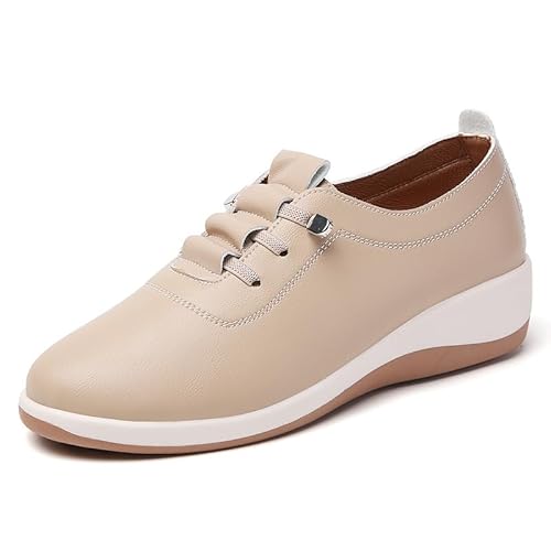 QIXUJAK Freizeitschuhe für Damen Bequeme weiche Flache Mokassins für Damen Einfach für alle Jahreszeiten geeignet (Aprikose,38) von QIXUJAK