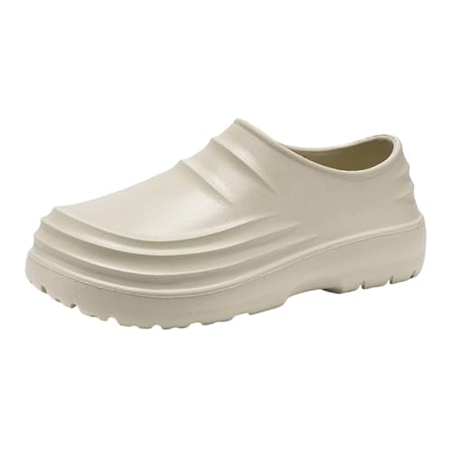 QIXUJAK Gartenschuhe Herren und Damen rutschfeste wasserdichte Kochschuhe Gummischuhe Größe Unisex Sommer Regenstiefel Küchenschuhe Wasserschuhe (Khaki,40) von QIXUJAK