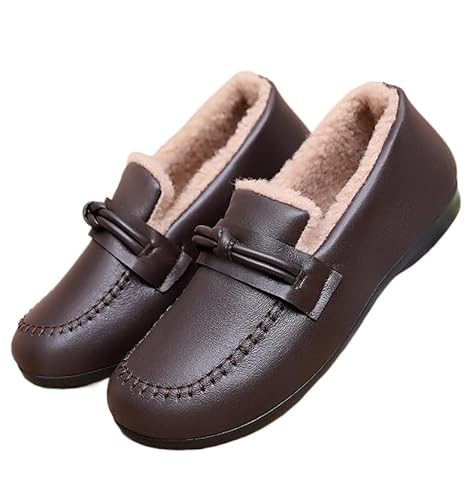 QIXUJAK Generisch Lässige Slipper für Damen, mit Fleecefutter, bequeme Halbschuhe, weich, warm, für den Winter, drinnen und draußen, zum Spazierengehen, leicht Schwarze Damenschuhe (Schwarz,39) von QIXUJAK