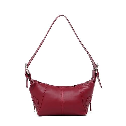 QIXUJAK Handtasche Damen Retro Schultertasche Elegante Umhängetasche im Vintage Stil Y2K Handtasche Perfekt für Party Date Alltag (Burgunderrot) von QIXUJAK