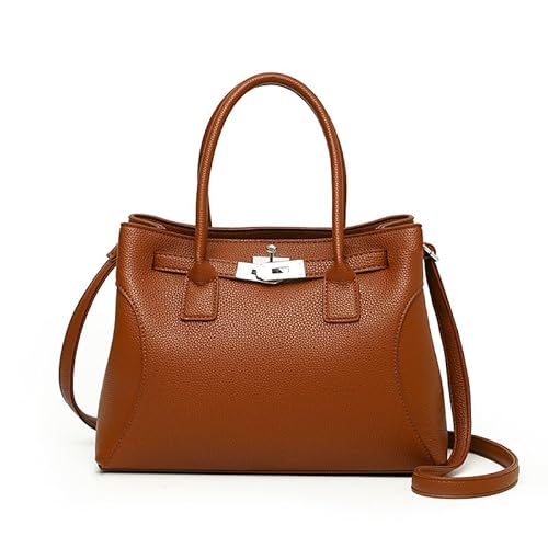 QIXUJAK Handtaschen Damen Mittelgroße Umhängetaschen Damentaschen Elegante Schultertaschen Kunstleder Crossbody Bags Modische Handtaschen Clutches Abnehmbarer Schultergurt (Hellbraun) von QIXUJAK