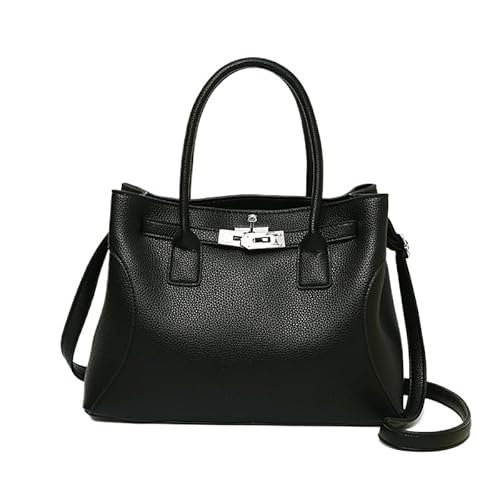 QIXUJAK Handtaschen Damen Mittelgroße Umhängetaschen Damentaschen Elegante Schultertaschen Kunstleder Crossbody Bags Modische Handtaschen Clutches Abnehmbarer Schultergurt (Schwarz) von QIXUJAK