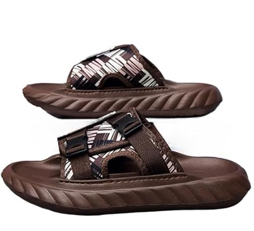QIXUJAK Hausschuhe, Männer tragen im Sommer zu Hause rutschfeste, schlampige Strandschuhe mit dicken Sohlen (45,brown) von QIXUJAK