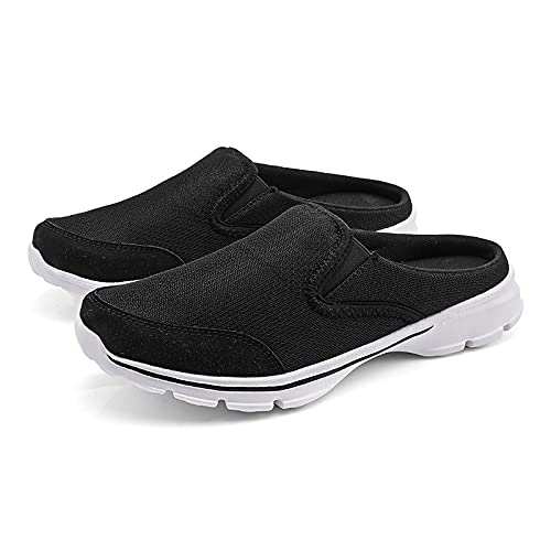 QIXUJAK Hausschuhe Damen Herren Clogs Slip On Pantoffeln Sommer Outdoor Atmungsaktiv Bequeme Gartenschuhe rutschfest Schlupfschuhe Sabots (Schwarz,48) von QIXUJAK
