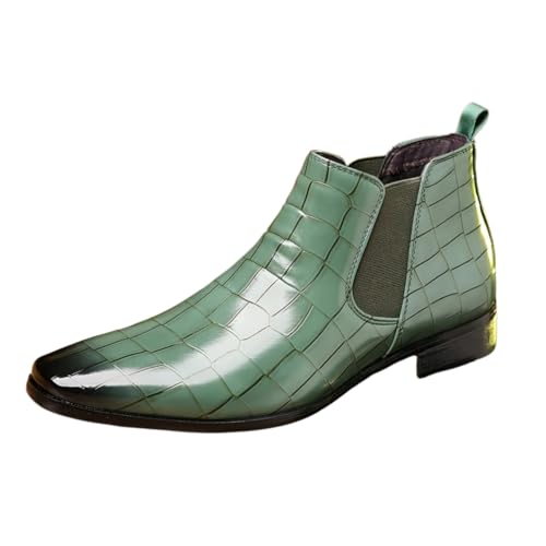 QIXUJAK Herren Chelsea Boots Stiefeletten Freizeitstiefel Oxford Boots (Grün,45) von QIXUJAK