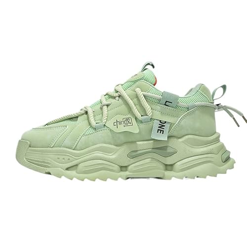 QIXUJAK Herren Chunky Turnschuhe Mode Farbblock Turnschuhe Leichte Atmungsaktive Retro Freizeitschuhe (Grün,40) von QIXUJAK