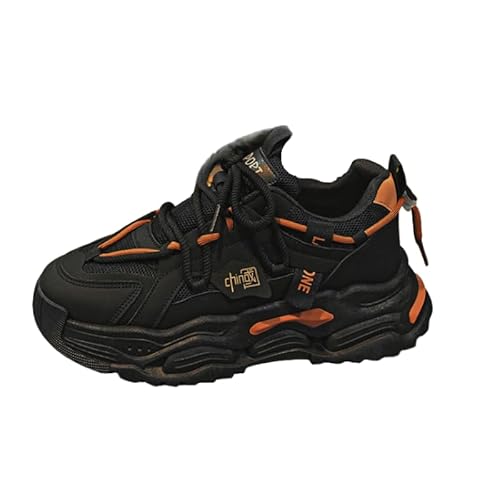 QIXUJAK Herren Chunky Turnschuhe Mode Farbblock Turnschuhe Leichte Atmungsaktive Retro Freizeitschuhe (Schwarz,42) von QIXUJAK