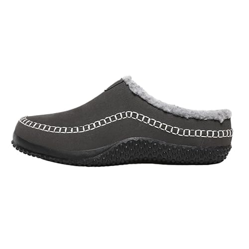 QIXUJAK Herren Damen Winter Hausschuhe Plüsch Warm Gefütterte Wasser-Widerstand Slippers Freizeit Haus Pantoffeln Outdoor Winterschuhe (Grau,39) von QIXUJAK