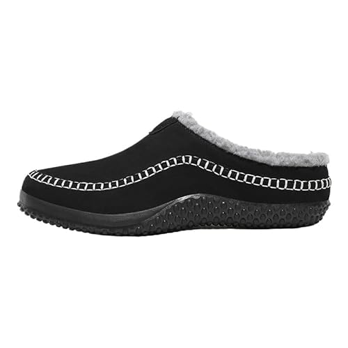 QIXUJAK Herren Damen Winter Hausschuhe Plüsch Warm Gefütterte Wasser-Widerstand Slippers Freizeit Haus Pantoffeln Outdoor Winterschuhe (Schwarz,41) von QIXUJAK