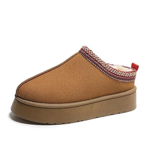 QIXUJAK Herren Damen Winterschuhe Wasserdicht Schneestiefel Warm Gefütterte Winterstiefel Stiefelette Outdoor Slip on Komfort Boots (Kaffeefarbe,37) von QIXUJAK