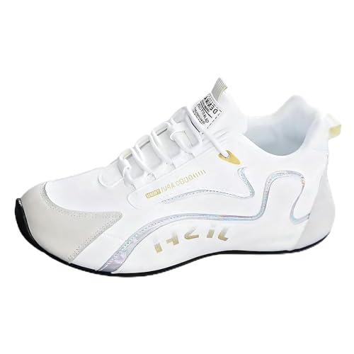 QIXUJAK Herren Gym Herren Sneaker Low Laufschuhe mit Weicher Sohle Bequem Trekkingschuhe Sneakers Sportschuhe Athletische Joggingschuhe Schnürer Trainingsschuhe (Weiße Asche,43) von QIXUJAK