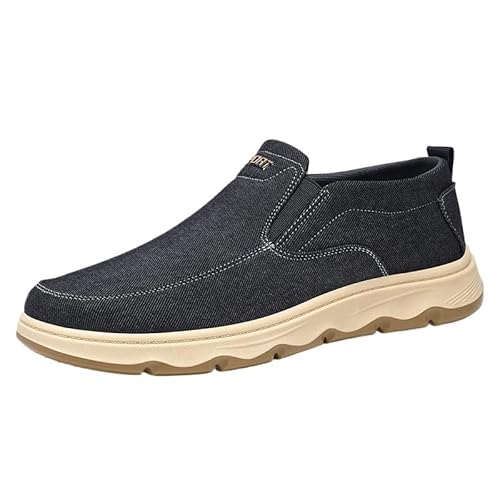 QIXUJAK Herren Slip on Loafers Leichte Freizeitschuhe Bequeme Bootsschuhe Outdoor-Fahrschuhe (43,Schwarz) von QIXUJAK