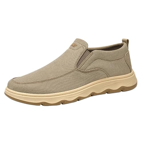 QIXUJAK Herren Slip on Loafers Leichte Freizeitschuhe Bequeme Bootsschuhe Outdoor-Fahrschuhe (Khaki,40) von QIXUJAK