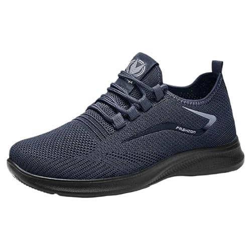 QIXUJAK Herren Sneaker Ohne Schnuersenkel Slip-on Schuhe Mesh Atmungsaktiv Leicht Laufschuhe Casual Sportschuhe Bequem Turnschuhe Leichtgewichts Outdoor Joggingschuhe (Blau,44) von QIXUJAK