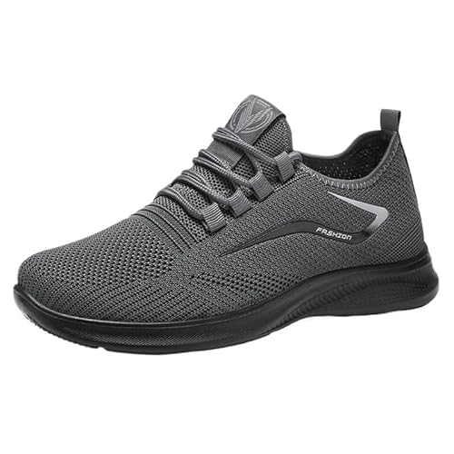 QIXUJAK Herren Sneaker Ohne Schnuersenkel Slip-on Schuhe Mesh Atmungsaktiv Leicht Laufschuhe Casual Sportschuhe Bequem Turnschuhe Leichtgewichts Outdoor Joggingschuhe (Grau,44) von QIXUJAK