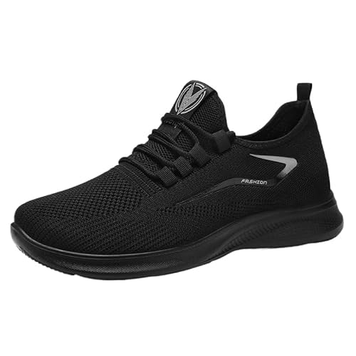 QIXUJAK Herren Sneaker Ohne Schnuersenkel Slip-on Schuhe Mesh Atmungsaktiv Leicht Laufschuhe Casual Sportschuhe Bequem Turnschuhe Leichtgewichts Outdoor Joggingschuhe (Schwarz,42) von QIXUJAK