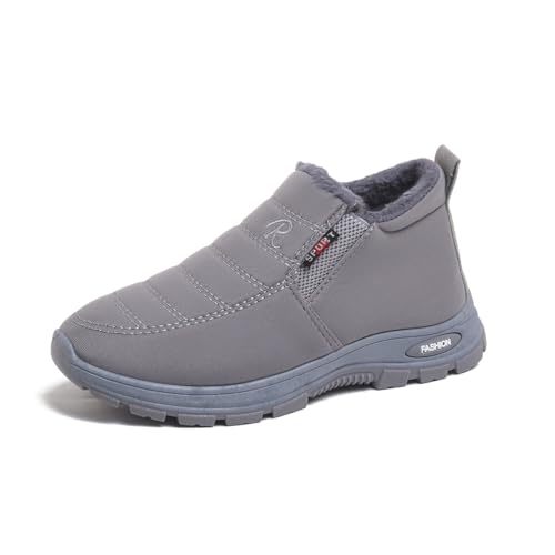QIXUJAK Herren und Damen Winterschuhe wasserdichte Schneestiefel warm gefütterte Winterstiefel Stiefeletten Outdoor One-Step Bequeme Stiefel (Grau,46) von QIXUJAK