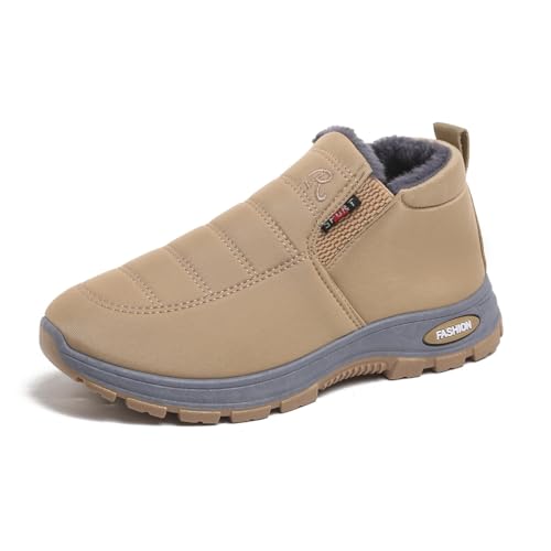 QIXUJAK Herren und Damen Winterschuhe wasserdichte Schneestiefel warm gefütterte Winterstiefel Stiefeletten Outdoor One-Step bequeme Stiefel (Beige,35) von QIXUJAK