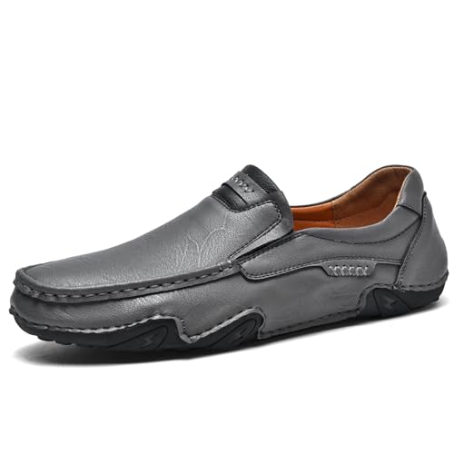QIXUJAK Herrenschuhe Klassische Loafers Slipper Freizeitschuhe Business Casual Lederschuhe (Grau,40) von QIXUJAK