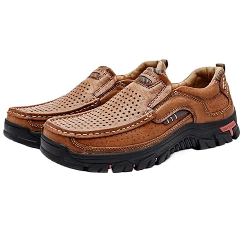 QIXUJAK Herrenschuhe Klassische Loafers Slipper Freizeitschuhe Business Casual Lederschuhe (Hellbraun 1,42) von QIXUJAK