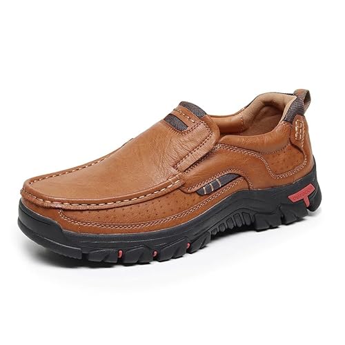 QIXUJAK Herrenschuhe Klassische Loafers Slipper Freizeitschuhe Business Casual Lederschuhe (Hellbraun 2,40) von QIXUJAK