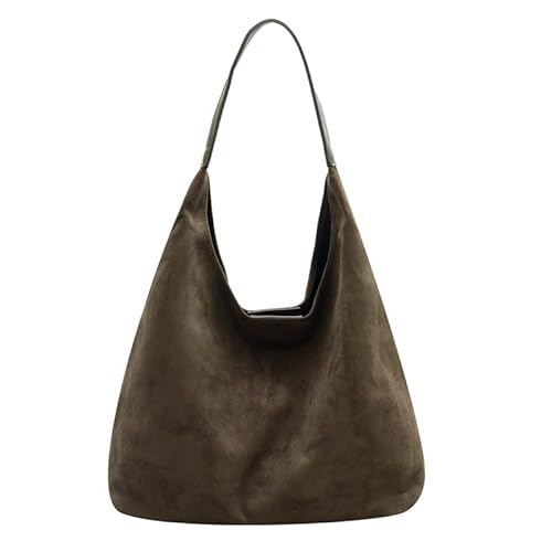 QIXUJAK Hobo Bag Groß Handtasche Shopper Tasche Damen Weiche Leder Slouchy Tote Bag Vintage Schultertasche Gross Shoulder Bag Handbags für Arbeit Schule，Built-in small SuedePurse (Grün,35 * 13 * 31) von QIXUJAK