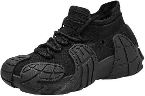 QIXUJAK Leichte Sportschuhe mit Dicker Sohle, geeignet für Damen zum Tragen von lässigen, atmungsaktiven Laufschuhen, Retro-Sportschuhen und rutschfesten, stoßdämpfenden Schuhen (Schwarz,36) von QIXUJAK