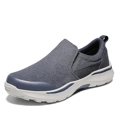 QIXUJAK Männer orthopädische Sport -Laufschuhe, die auf Sportschuhen ohne Schnürsenkel rutschen, leichte atmungsaktive Rutsche, Freizeit, Fitness, Joggen, Gehen (Blau,41) von QIXUJAK
