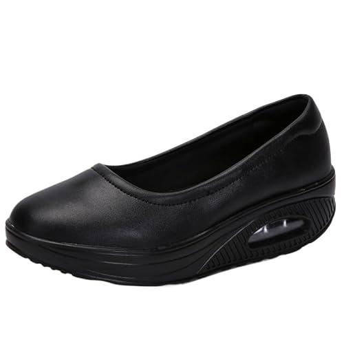 QIXUJAK Modische Krankenschwesterschuhe für Damen, rutschfeste, luftgepolsterte Arbeitsschuhe für Damen, Slip-On-Wanderschuhe für Damen (Schwarz,41) von QIXUJAK