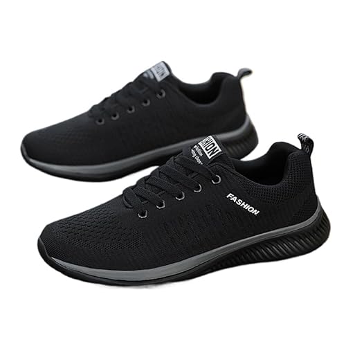 QIXUJAK Neue lässige Herrenschuhe Frühling und Herbst Neue Fliegende gewebte Laufschuhe Herrensportschuhe Jugend vielseitige Laufschuhe (Schwarz,42) von QIXUJAK