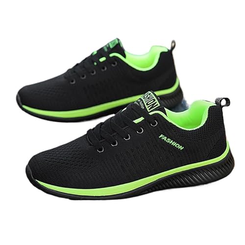QIXUJAK Neue lässige Herrenschuhe Frühling und Herbst Neue Fliegende gewebte Laufschuhe Herrensportschuhe Jugend vielseitige Laufschuhe (Schwarz grün,37) von QIXUJAK