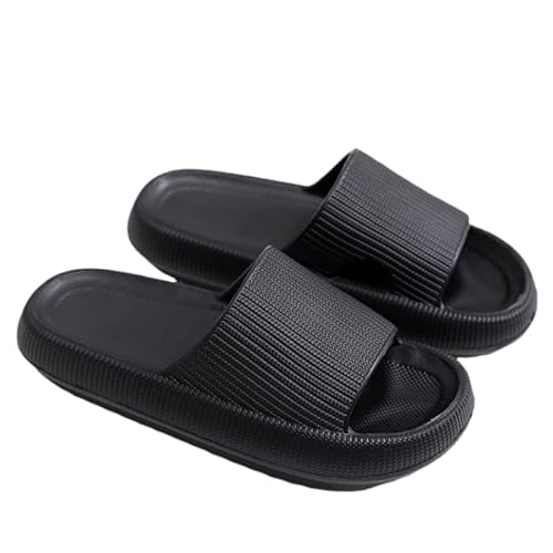 QIXUJAK Original Badeschuhe Jungen und Mädchen Superweiche rutschfeste Badeschlappen Sommerschuhe Hausschuhe Bequeme Hausschuhe Dicke Sohle Badeschlappen Strand Flip Flops (Schwarz,34) von QIXUJAK