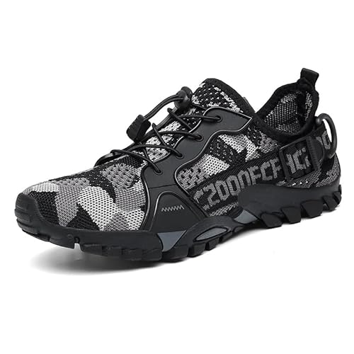 QIXUJAK OrthoTrekking ergonomische Unisex Barfussschuhe Schnell Trocknend Barfußschuhe Badeschuhe Traillaufschuhe for Outdoor Sport Minimalistische (Graue Tarnung,36) von QIXUJAK