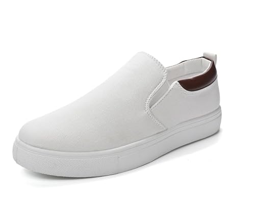 QIXUJAK Orthopädische Bequemschuhe - Herren Loafer Slip On Schuhe Modische Lässige rutschfeste Sneakers Weiche Bequeme und Atmungsaktive Sportschuhe (R007 Weiß,40) von QIXUJAK