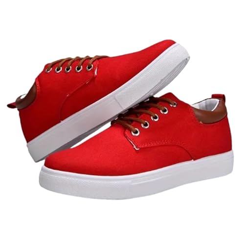 QIXUJAK Orthopädische Bequemschuhe - Herren Loafer Slip On Schuhe Modische Lässige rutschfeste Sneakers Weiche Bequeme und Atmungsaktive Sportschuhe (R009 Rot,44) von QIXUJAK