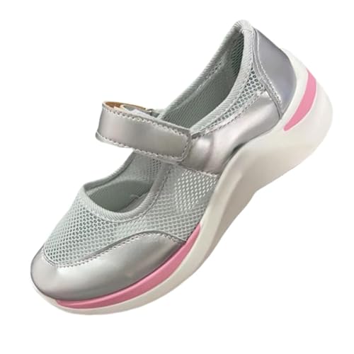 QIXUJAK Orthopädische Damenschuhe für den Sommer, Mesh, Damenschuhe, Pedal, orthopädische Schuhe mit breiter Öffnung, atmungsaktive Sommerschuhe, rutschfeste Arbeitsschuhe (Silber,43) von QIXUJAK