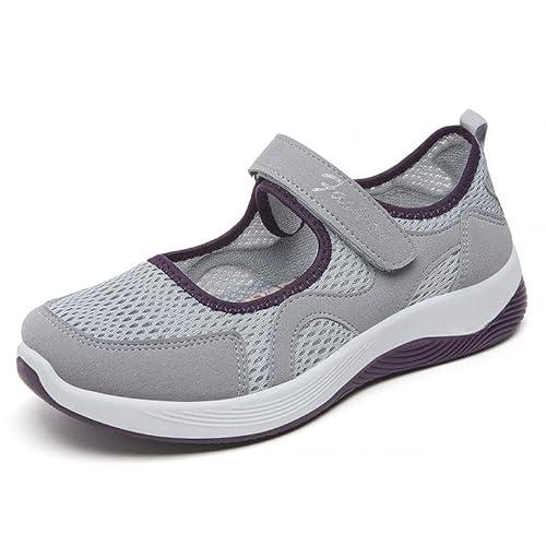 QIXUJAK Orthopädische Schuhe Damen Slip On Walking Orthopedic Diabetic Walking Shoes Freizeit Mesh Atmungsaktiv Sandals (Grau,39) von QIXUJAK