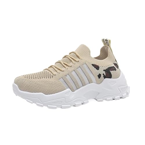 QIXUJAK Orthopädische Schuhe für Damen im Sommer, Mesh-Schuhe, Slip-On-Schuhe mit weitem Mund, orthopädische Schuhe, flache Damenschuhe (Khaki,43) von QIXUJAK
