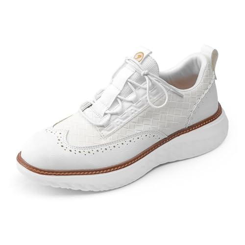 QIXUJAK Oxford Ridge Ledersneaker für Herren - Die perfekte Kombination aus Komfort, klassischem Design, Stil und Langlebigkeit (Weiß,44) von QIXUJAK