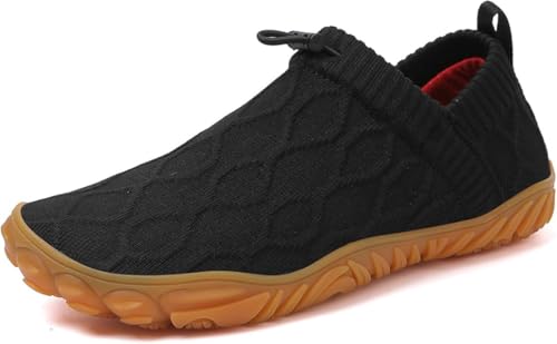 QIXUJAK Reduziert Knieschmerzen und Schwellungen – Unisex-Schuhe mit geteilter Zehenpartie, orthopädische Barfußschuhe und Trailrunning-Hausschuhe (Schwarz,46) von QIXUJAK