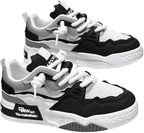 QIXUJAK Retro Sneaker Herren Schuhe Skateboardschuhe Laufschuhe Turnschuhe Mit Luftpolster Walkingschuhe Skateboardschuhe Sportschuhe (Schwarz,42) von QIXUJAK