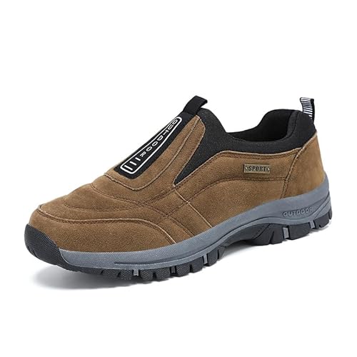 QIXUJAK Schuhe Herren Sneaker Ohne Schnuersenkel Herren Slip on Sneakers Extra Weite Bequeme Turnschuh Leicht Walkingschuhe Atmungsaktiv Breite Slipper Schuhe (Braun,48) von QIXUJAK