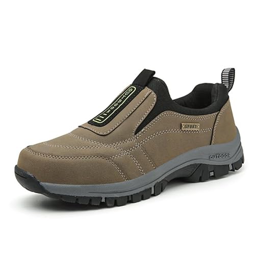 QIXUJAK Schuhe Herren Sneaker Ohne Schnuersenkel Herren Slip on Sneakers Extra Weite Bequeme Turnschuh Leicht Walkingschuhe Atmungsaktiv Breite Slipper Schuhe (Khaki,37) von QIXUJAK