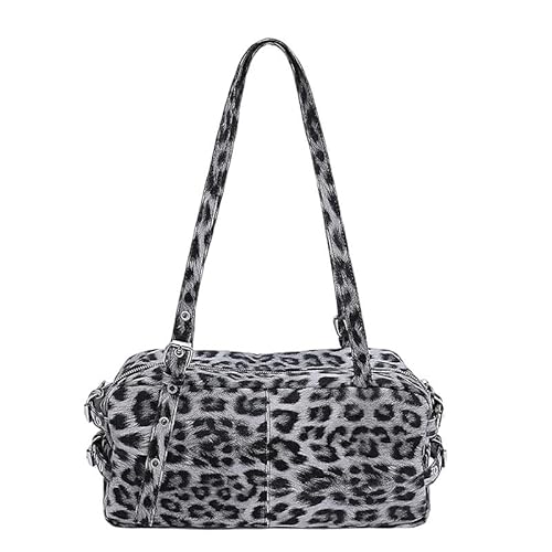 QIXUJAK Schultertaschen für Damen Mittlere Handtasche Retro Umhängetaschen PU Leder Unterarmtasche Schicke Henkeltasche Clutch Abendtasche Handytasche (Grau) von QIXUJAK