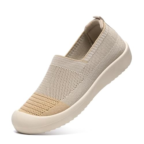 QIXUJAK Slip on Sneakers Damen Nurse Schuhe Walkingschuhe Outdoor Turnschuhe Sportschuhe Gym Bequem Leichte Schuhe Atmungsaktiv Freizeitschuhe Memory Foam Fitness Sporthalle (FarbederLichtkarte,38) von QIXUJAK