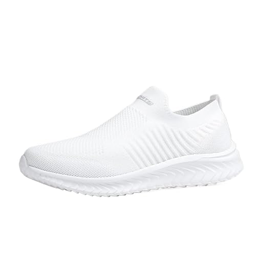 QIXUJAK Sneaker Herren Damen Laufschuhe Sportschuhe Turnschuhe Leichtgewichts Walkingschuhe Atmungsaktiv Outdoor Fitness Schuhe Freizeit Straßenlaufschuhe Wanderschuhe (Weiß,44) von QIXUJAK